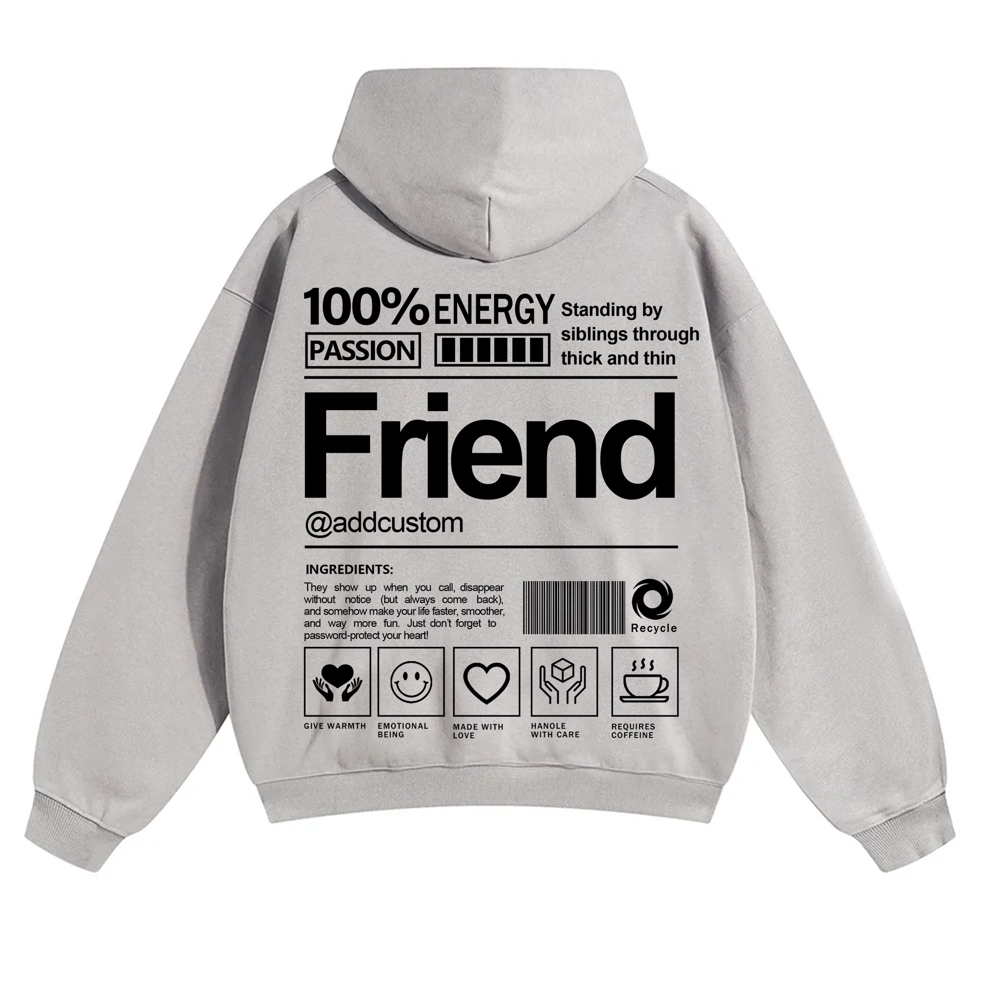 Friend Addcustom Solid Color Hoodie