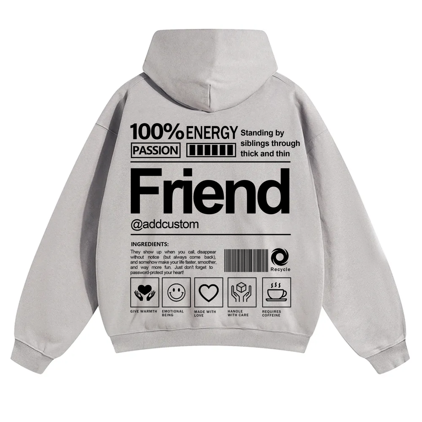Friend Addcustom Solid Color Hoodie