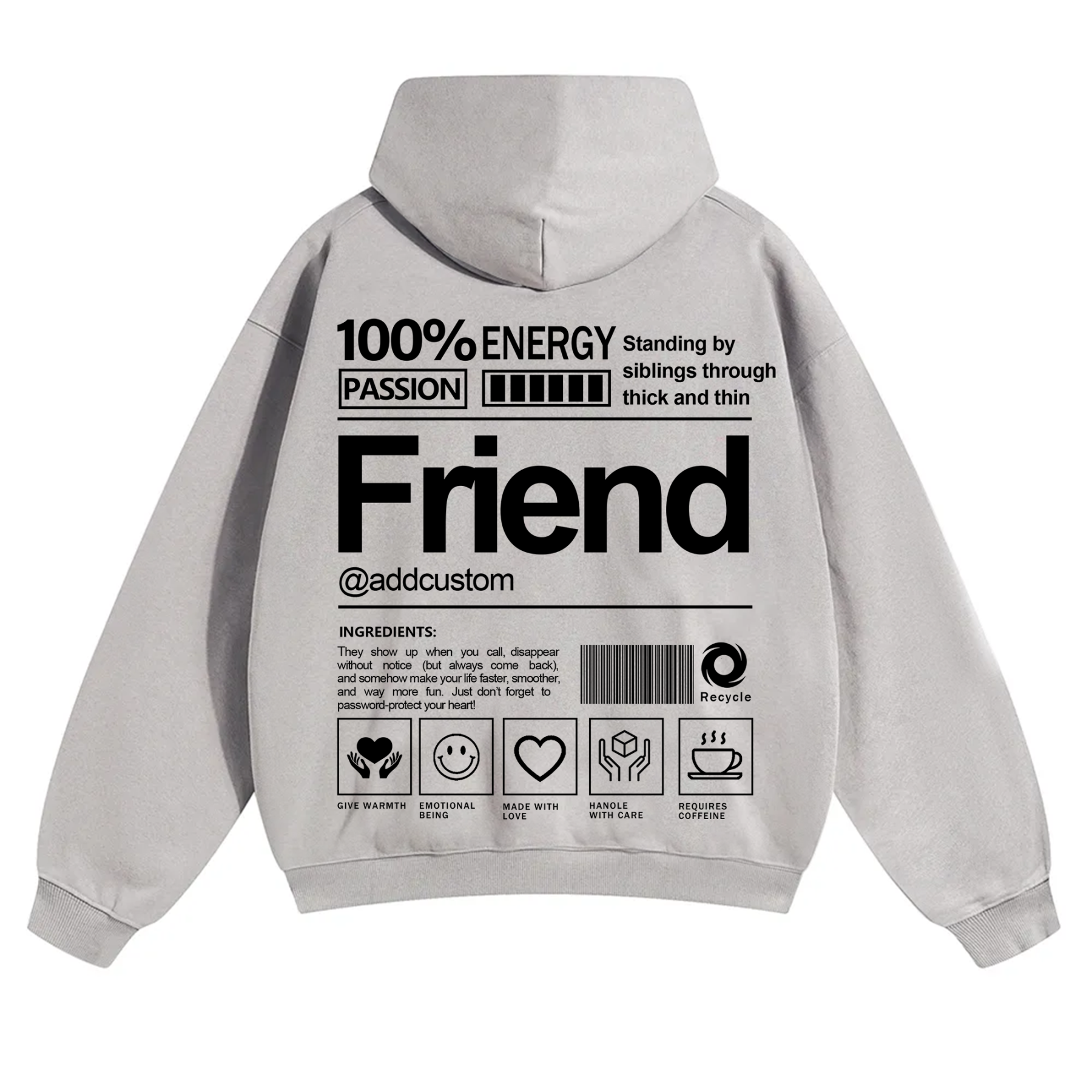 Friend Addcustom Solid Color Hoodie