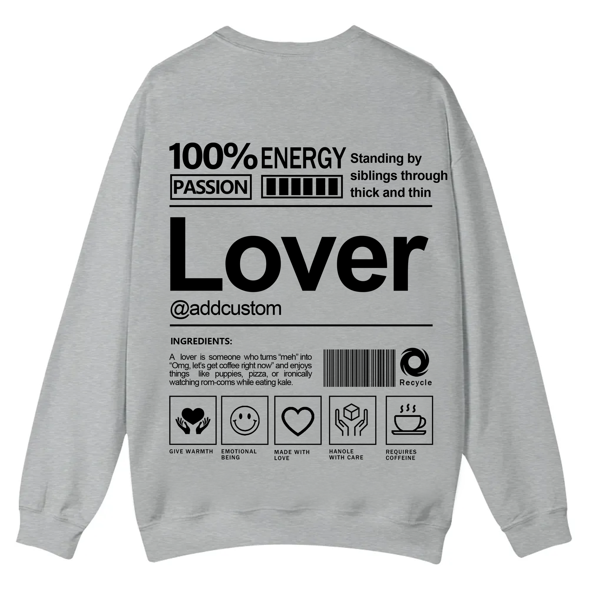 Lover Addcustom Casual Crewneck Sweatshirt