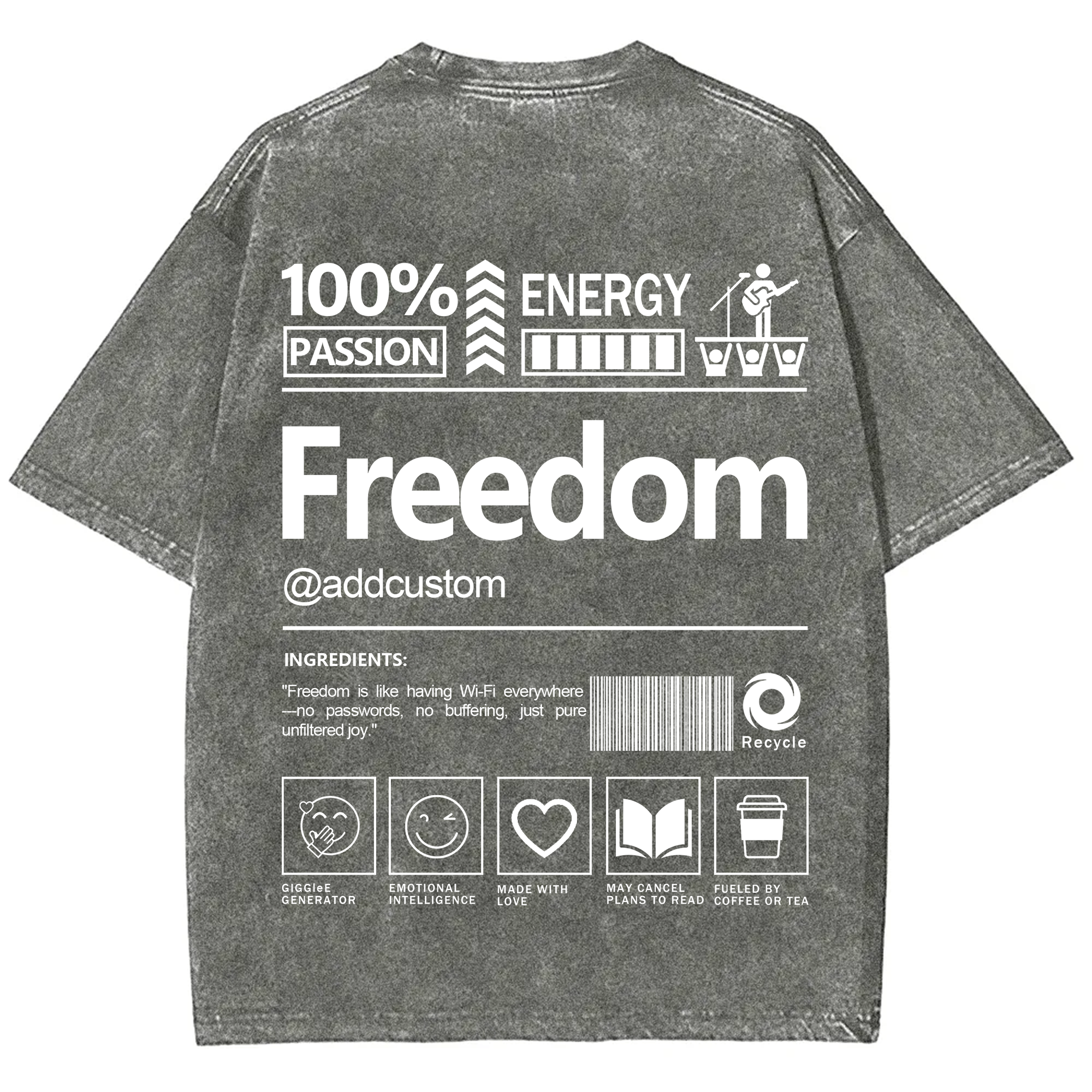 Freedom Addcustom Washed T-Shirt