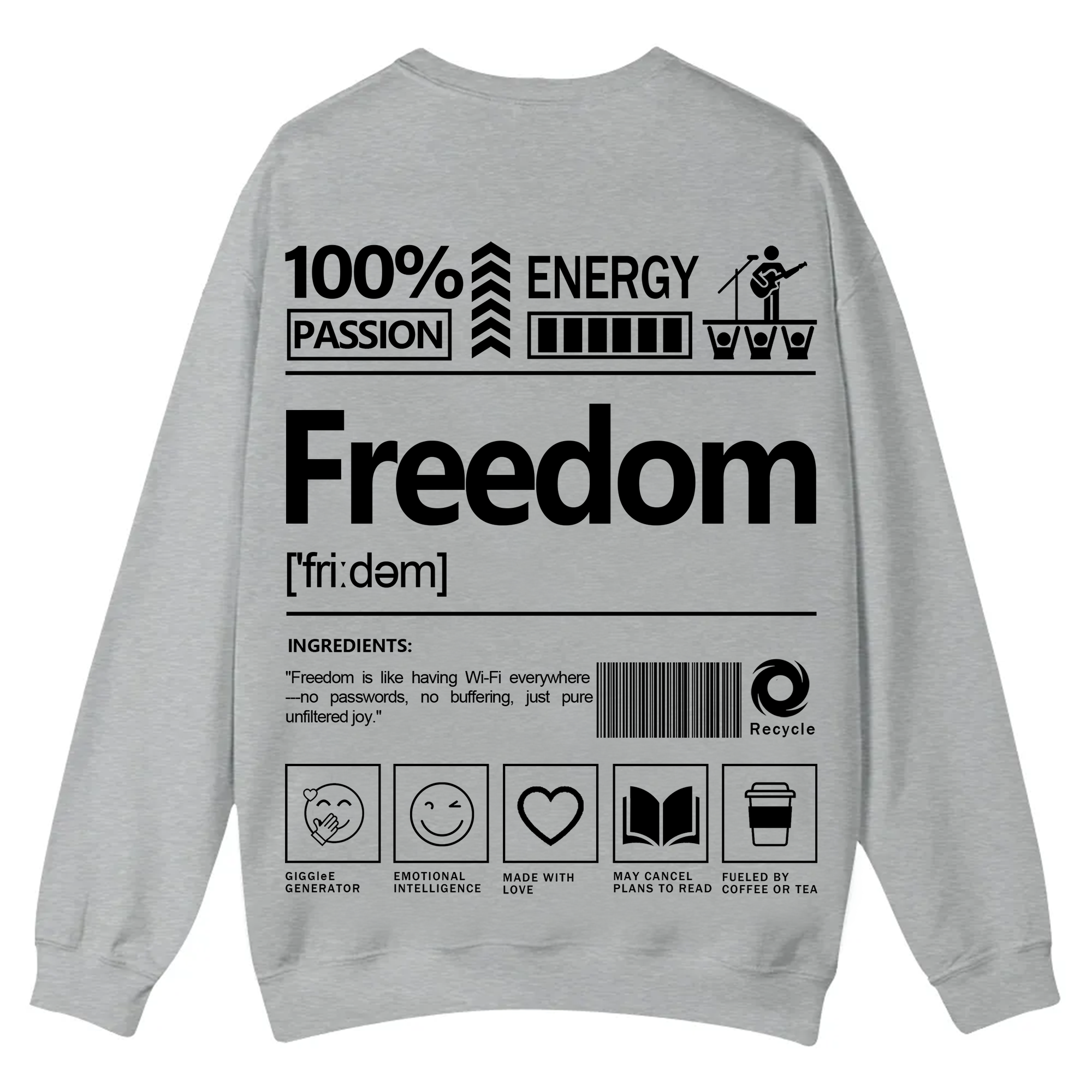 Freedom Unisex Fit Casual Crewneck Sweatshirt