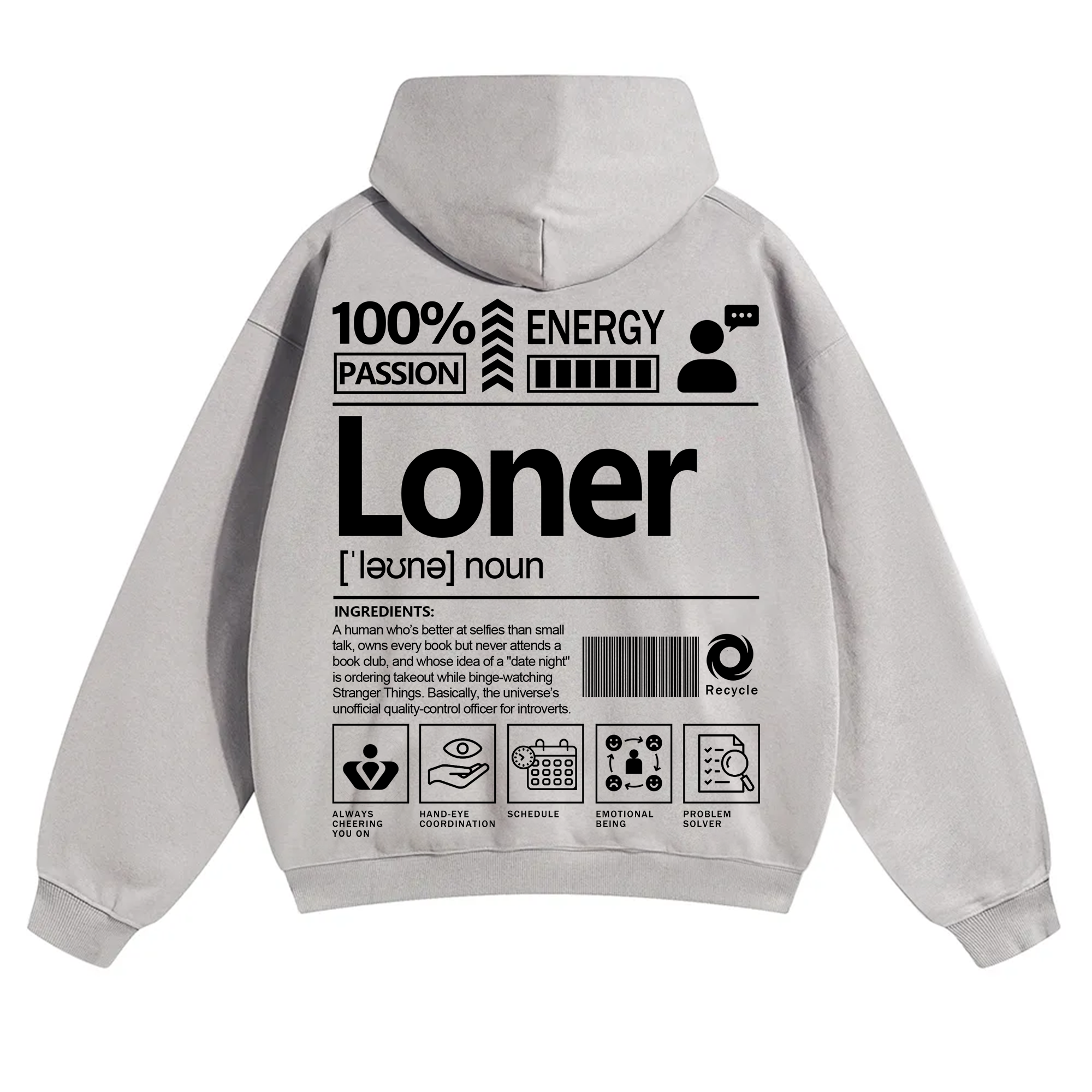 Loner Unisex Fit Solid Color Hoodie