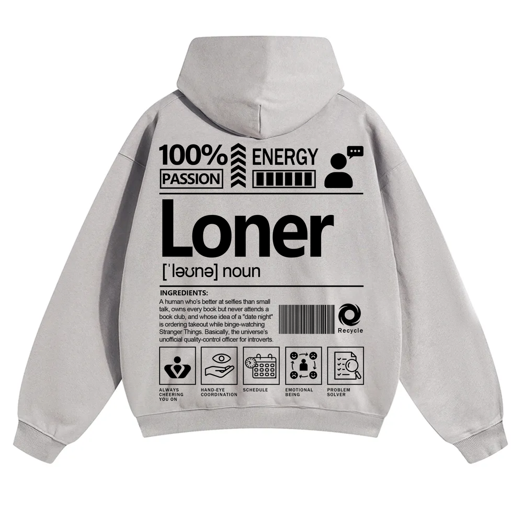 Loner Unisex Fit Solid Color Hoodie