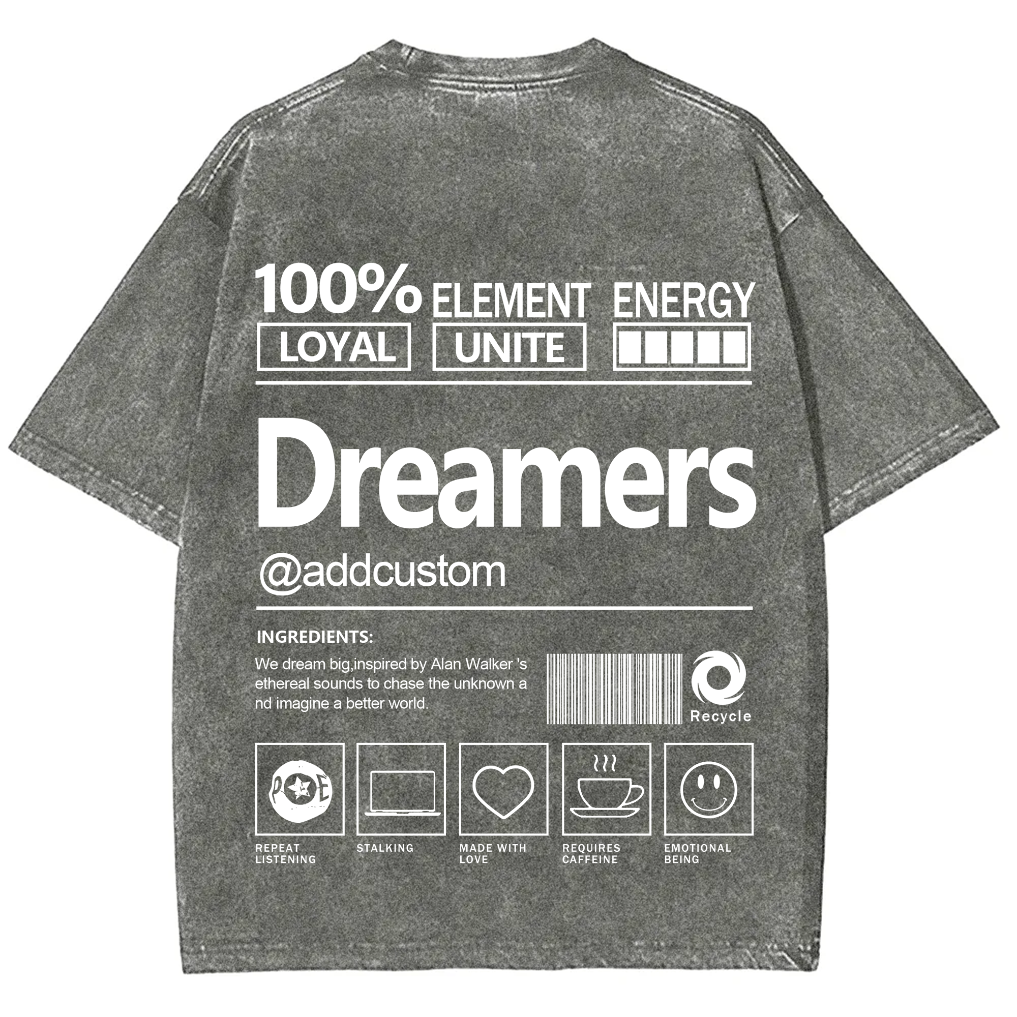 Dreamers Addcustom Unisex Fit Washed T-Shirt