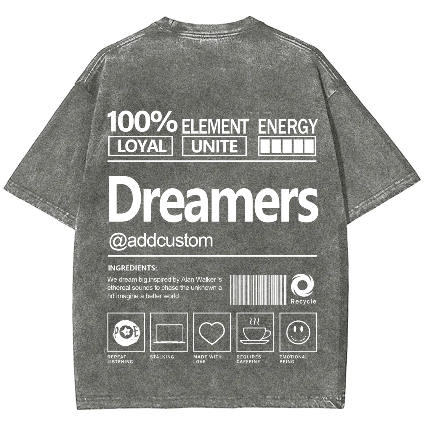 Dreamers Addcustom Unisex Fit Washed T-Shirt