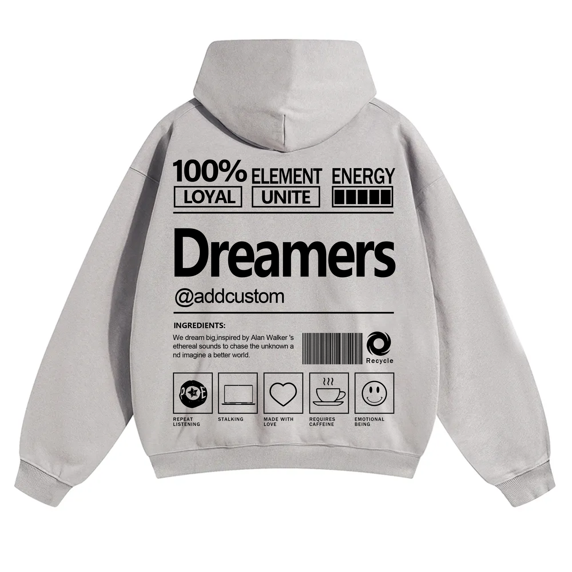 Dreamers Addcustom Unisex Fit Solid Color Hoodie