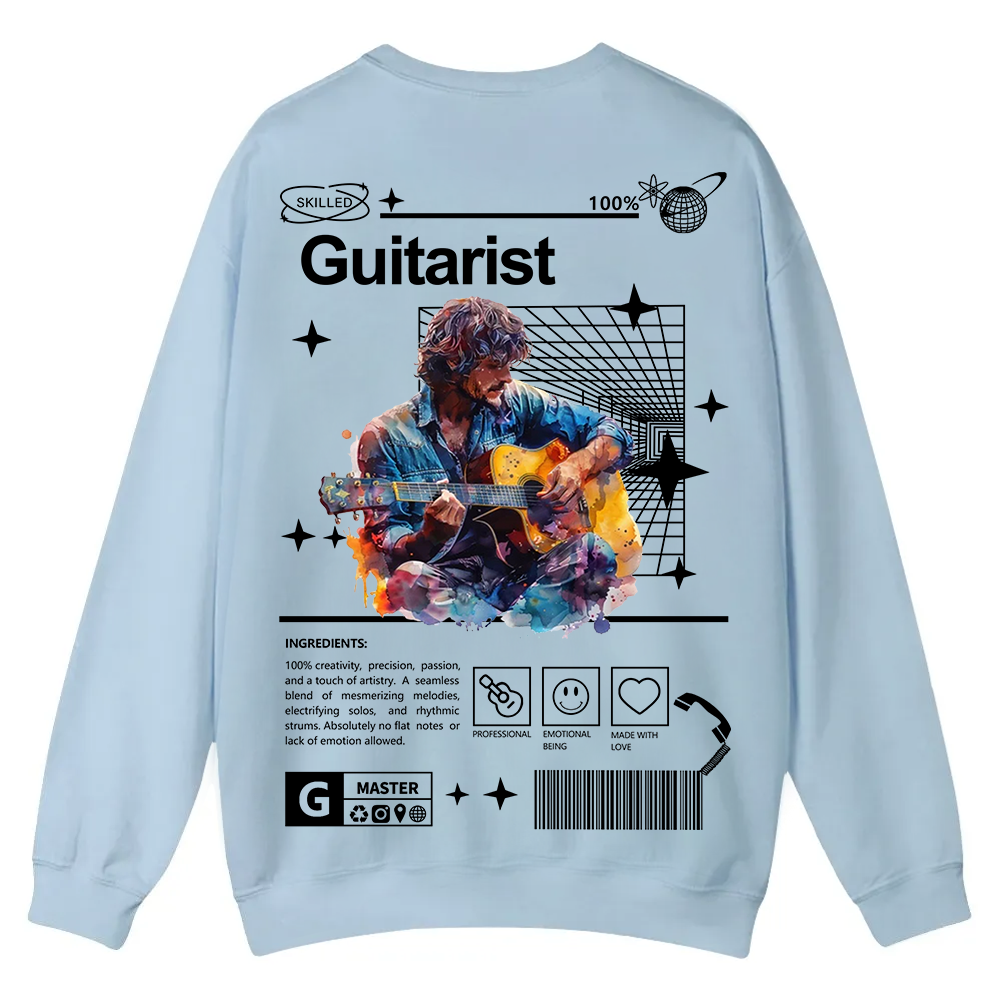 Guitarist Casual Crewneck Sweatshirt wearishow