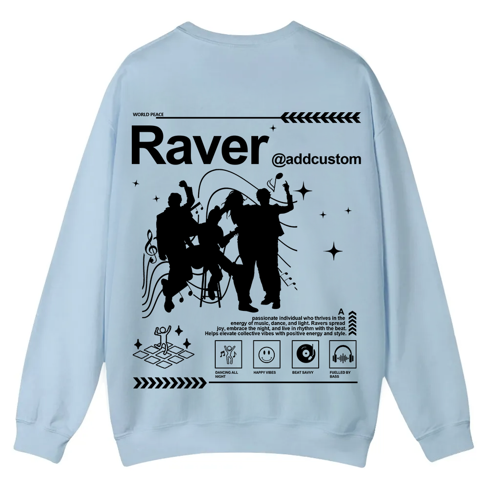 Addcustom Raver Casual Crewneck Sweatshirt wearishow