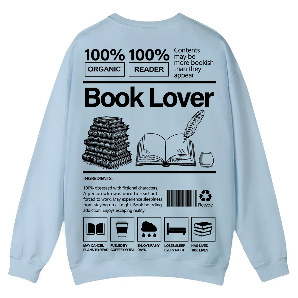 Book Lover Casual Crewneck Sweatshirt wearishow
