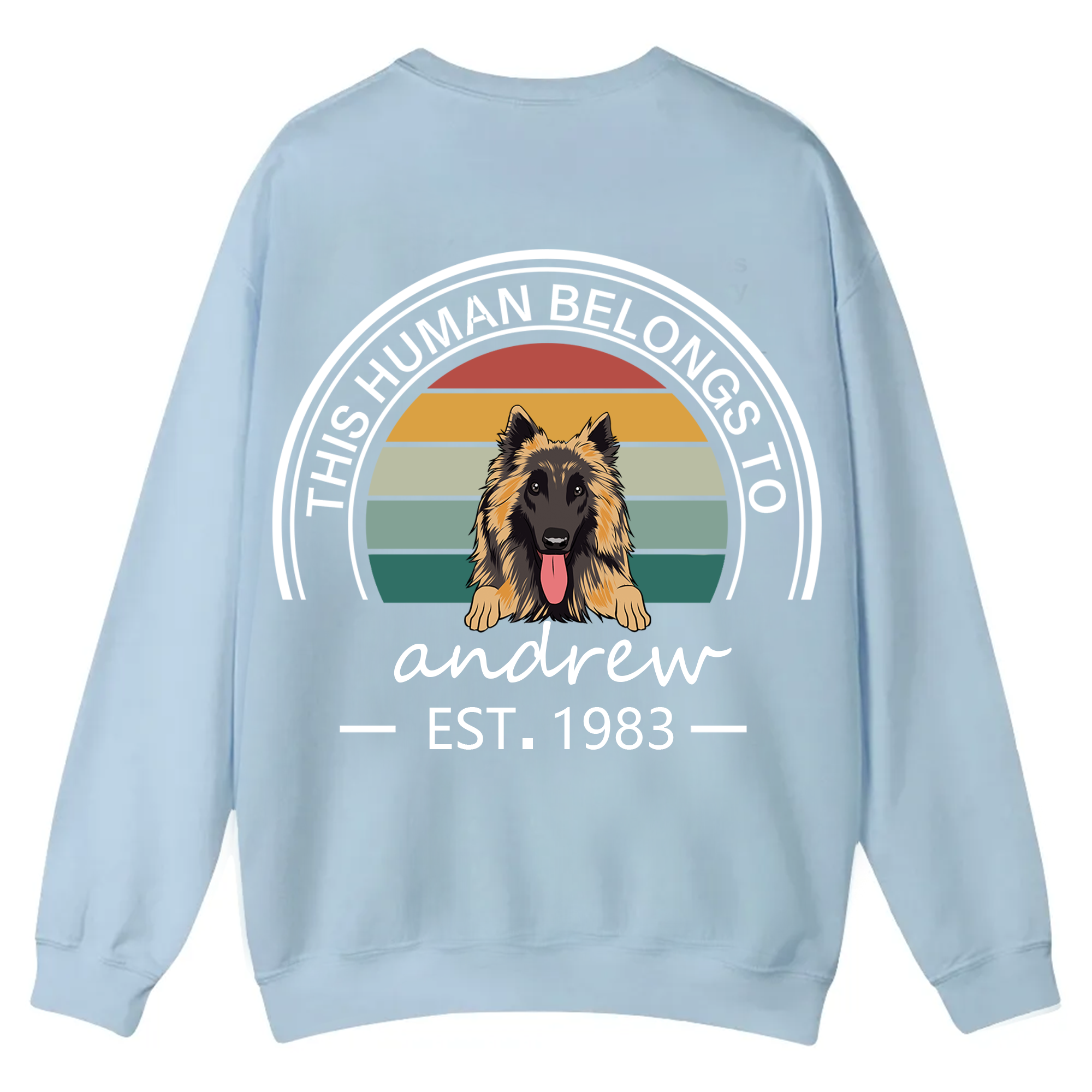 This Human Belongs To - Personalized Custom Unisex Casual Crewneck Sweatshirt