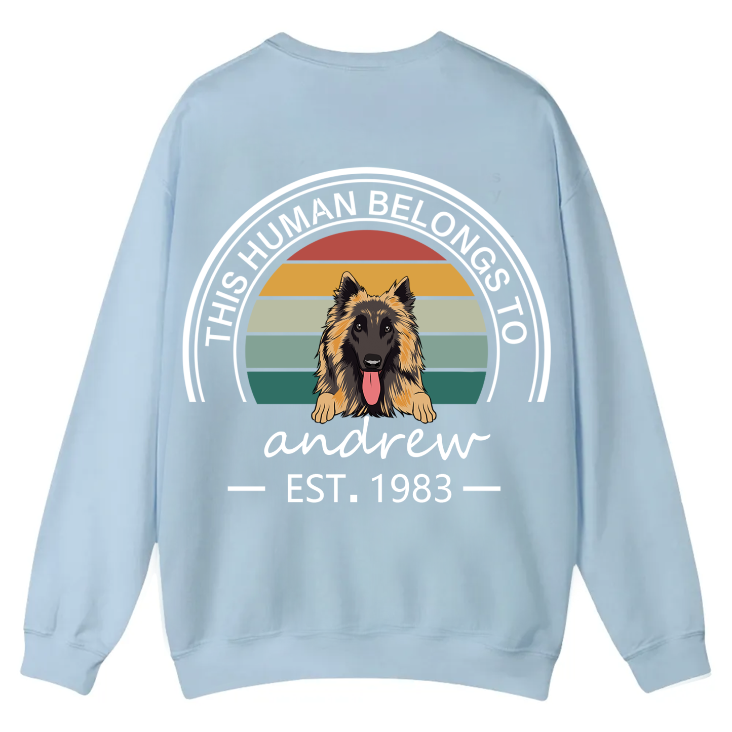This Human Belongs To - Personalized Custom Unisex Casual Crewneck Sweatshirt
