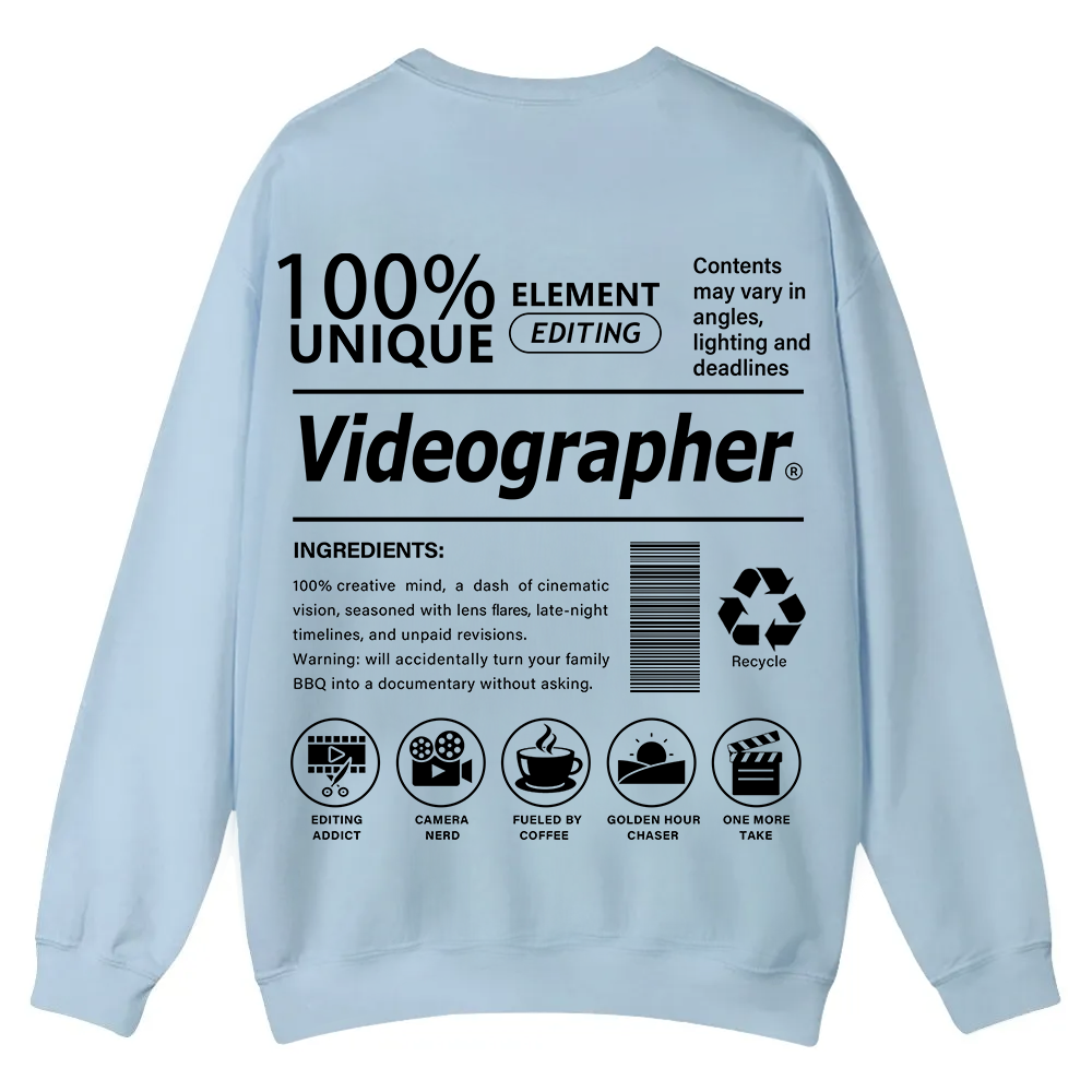Videographer Casual Crewneck Sweatshirt wearishow wearishow