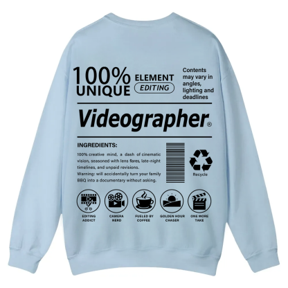 Videographer Casual Crewneck Sweatshirt wearishow wearishow