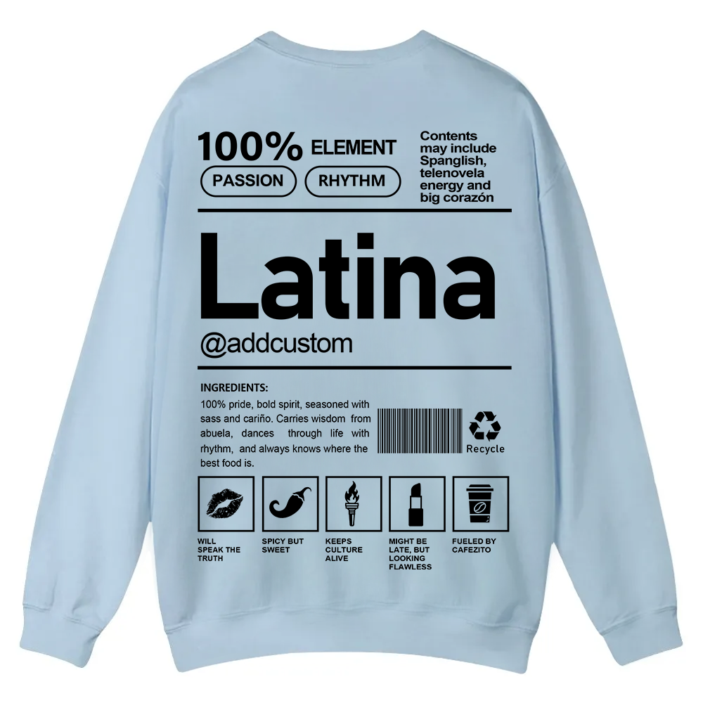 Latina Addcustom Unisex Fit  Casual Crewneck Sweatshirt wearishow
