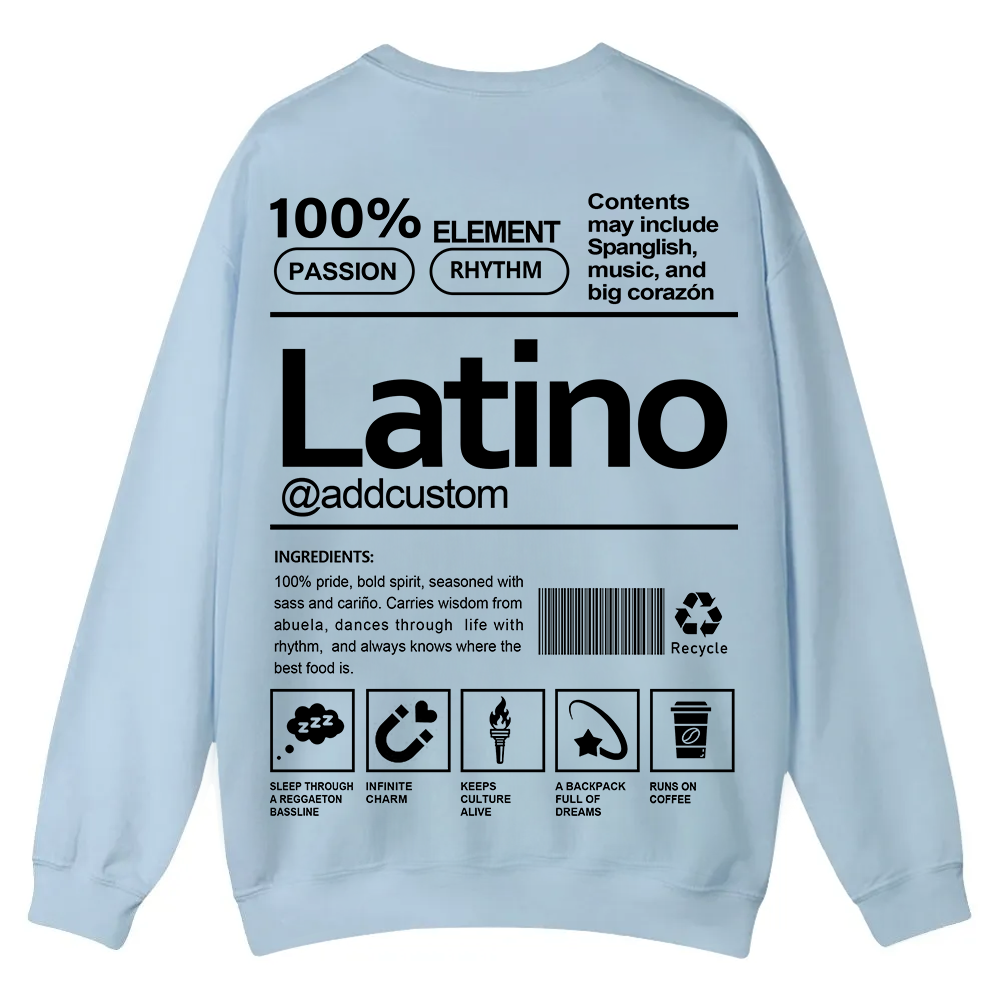 Latino Addcustom Unisex Fit  Casual Crewneck Sweatshirt wearishow
