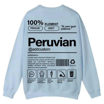 Peruvian Addcustom Unisex Fit  Casual Crewneck Sweatshirt wearishow