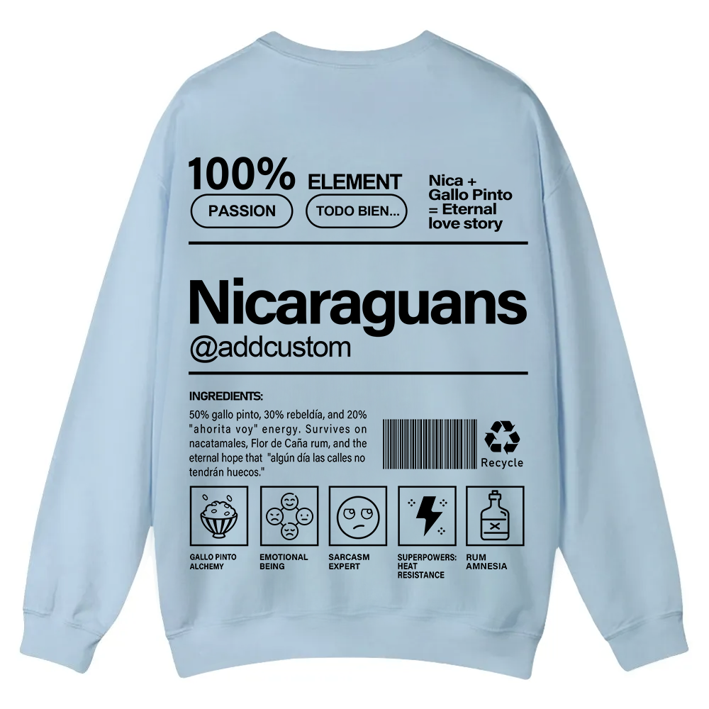 Nicaraguans Addcustom Unisex Fit  Casual Crewneck Sweatshirt wearishow