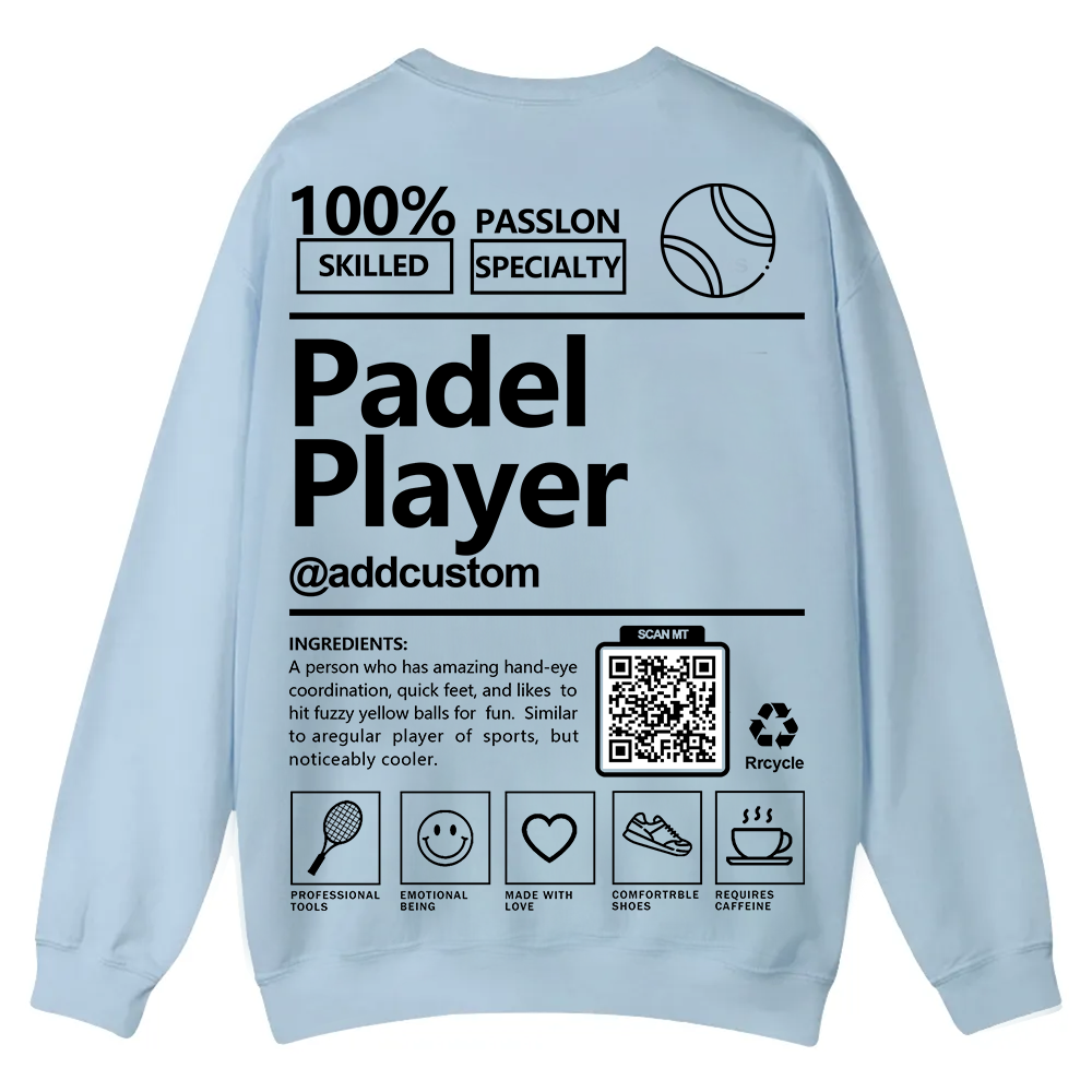 Padel player Addcustom QR Code Casual Crewneck Sweatshirt wearishow