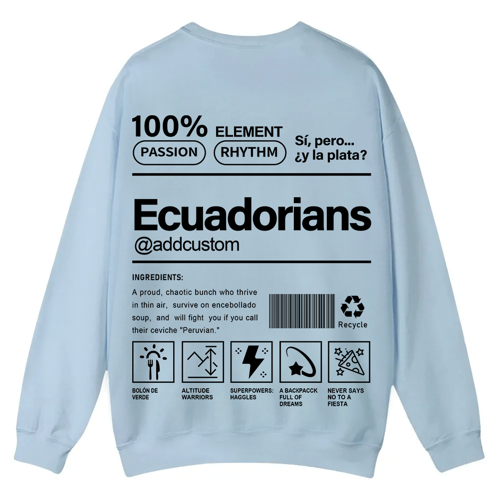 Ecuadorians Addcustom Unisex Fit  Casual Crewneck Sweatshirt wearishow