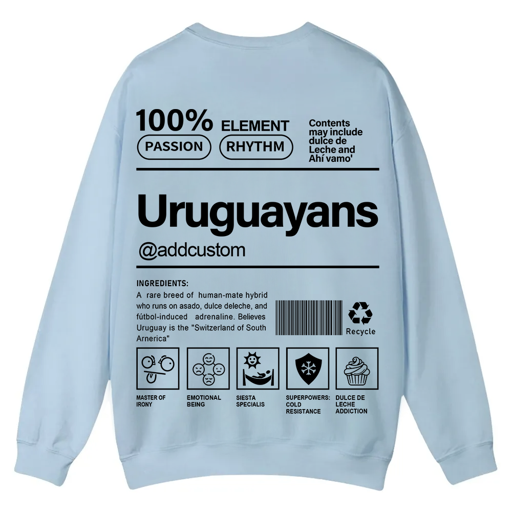 Uruguayans Addcustom Unisex Fit  Casual Crewneck Sweatshirt wearishow
