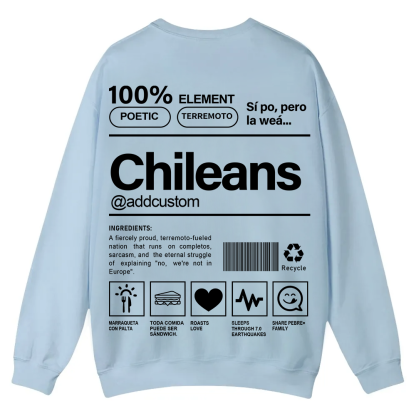 Chileans Addcustom Unisex Fit  Casual Crewneck Sweatshirt wearishow