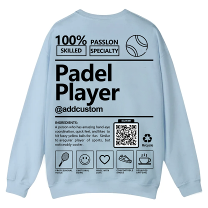 Padel player Addcustom QR Code Casual Crewneck Sweatshirt wearishow