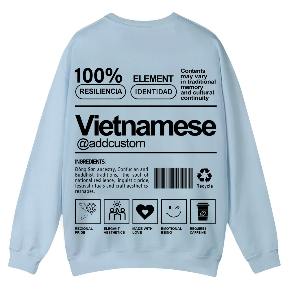 Vietnamese Addcustom Unisex Fit  Casual Crewneck Sweatshirt wearishow