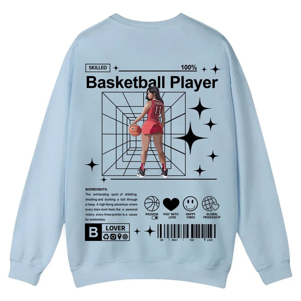 Basketball Player Casual Crewneck Sweatshirt wearishow