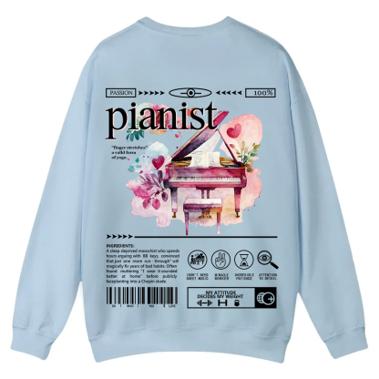 Pianist Casual Crewneck Sweatshirt wearishow