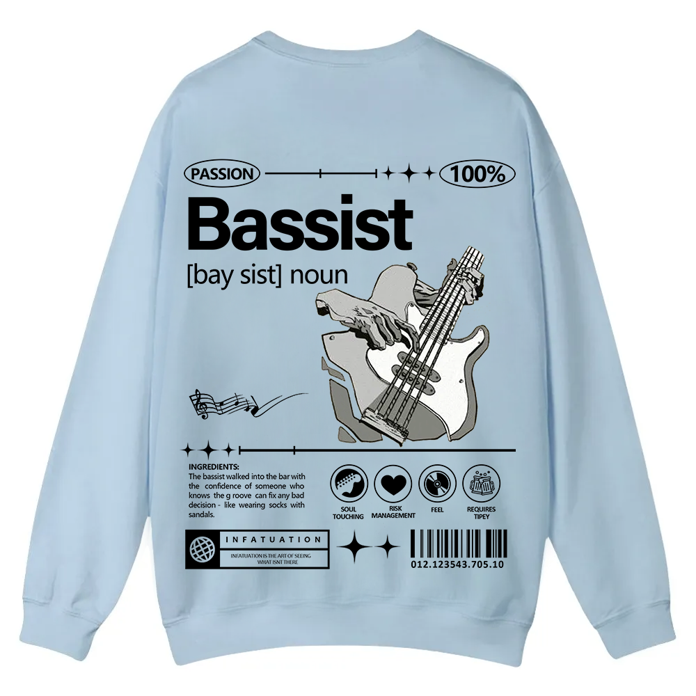 Bassist Casual Crewneck Sweatshirt wearishow