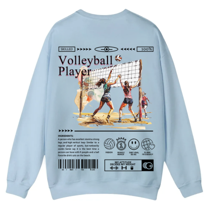 Volleyball Player Casual Crewneck Sweatshirt wearishow
