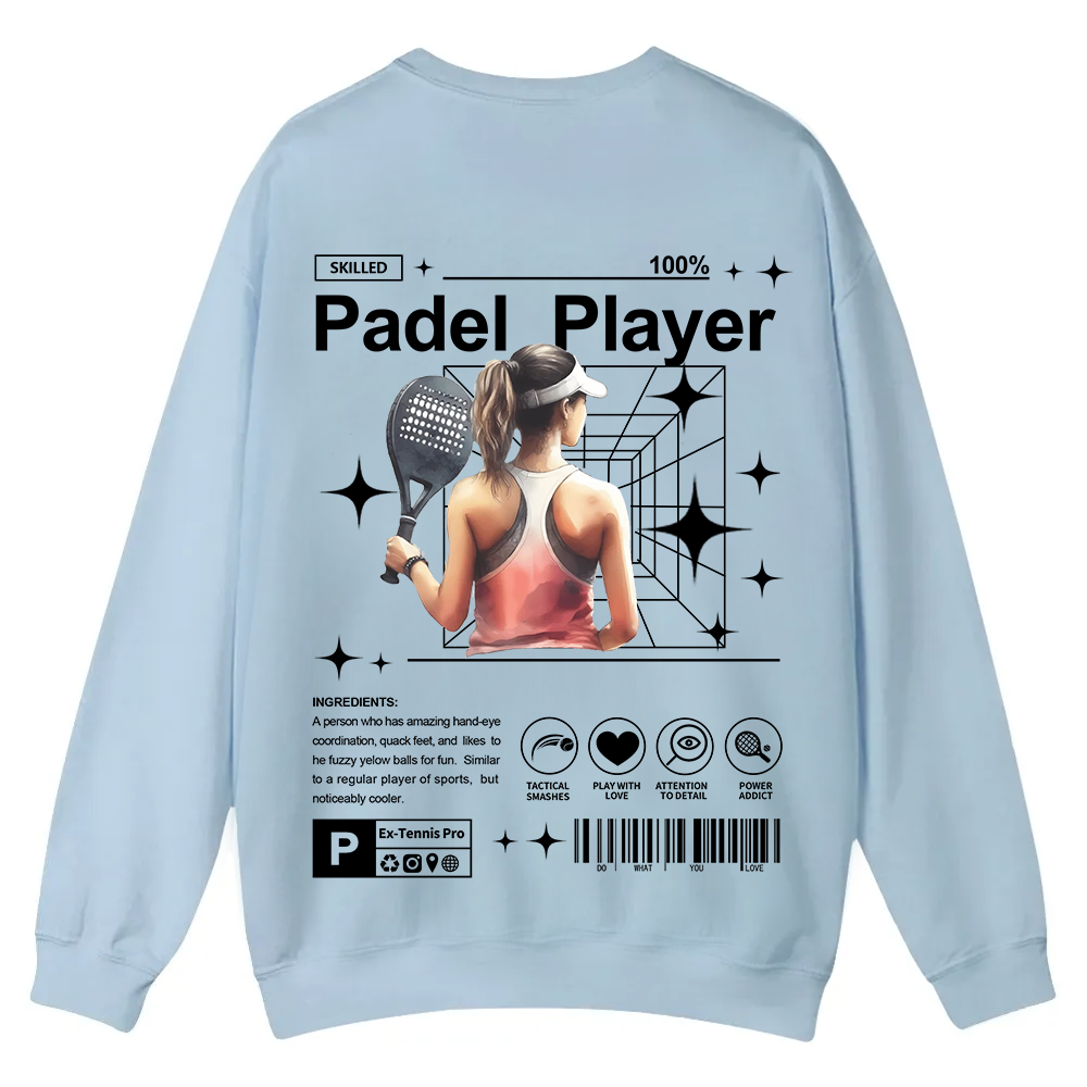 Padel Player Casual Crewneck Sweatshirt wearishow
