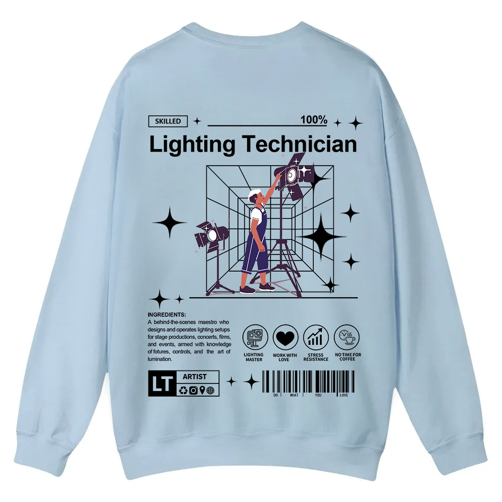 Lighting Technician Casual Crewneck Sweatshirt wearishow