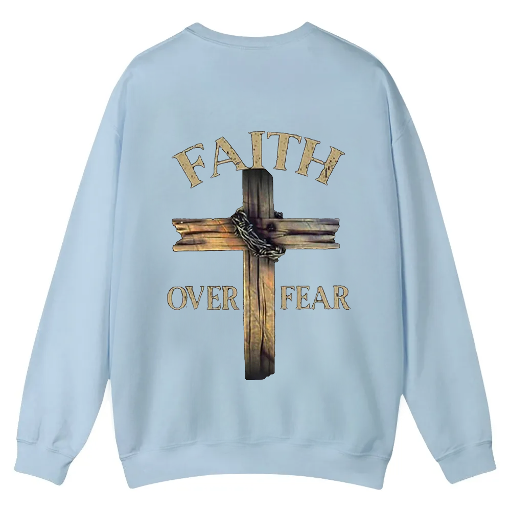 Faith Over Fear Cross Casual Crewneck Sweatshirt wearishow