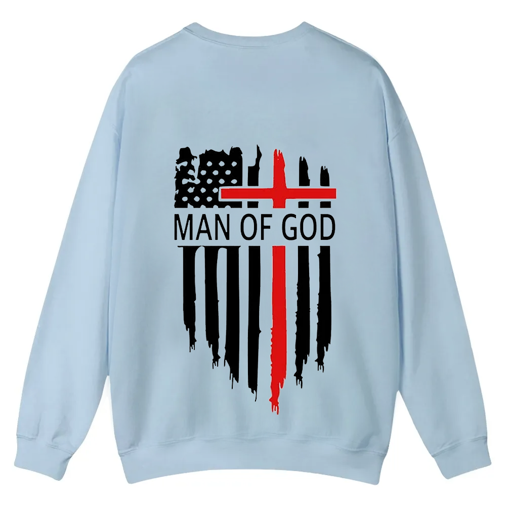 Man Of God Chrsitian Casual Crewneck Sweatshirt wearishow