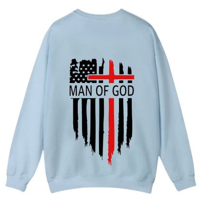 Man Of God Chrsitian Casual Crewneck Sweatshirt wearishow