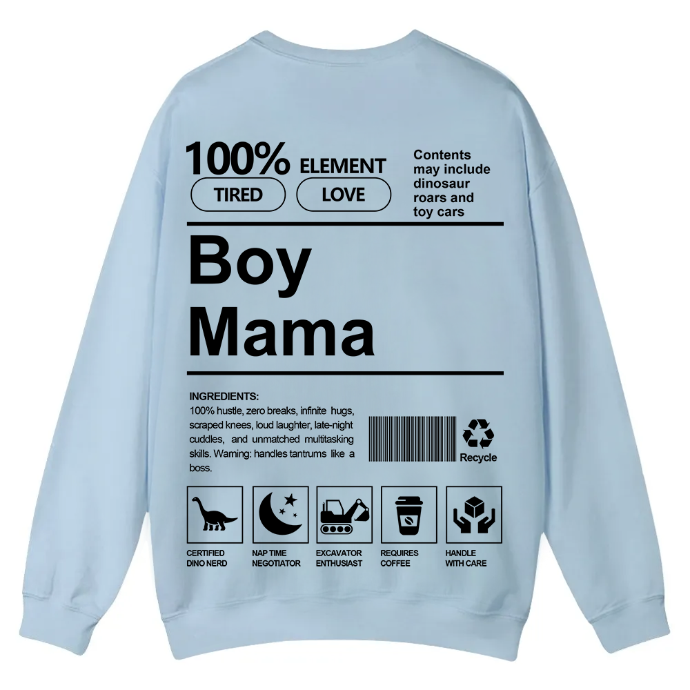 Boy Mama Casual Crewneck Sweatshirt wearishow