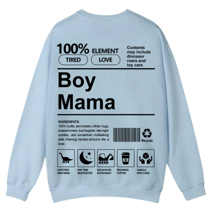 Boy Mama Casual Crewneck Sweatshirt wearishow