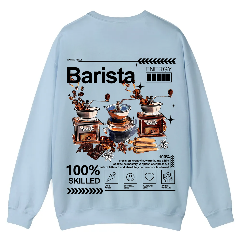 Barista Casual Crewneck Sweatshirt wearishow
