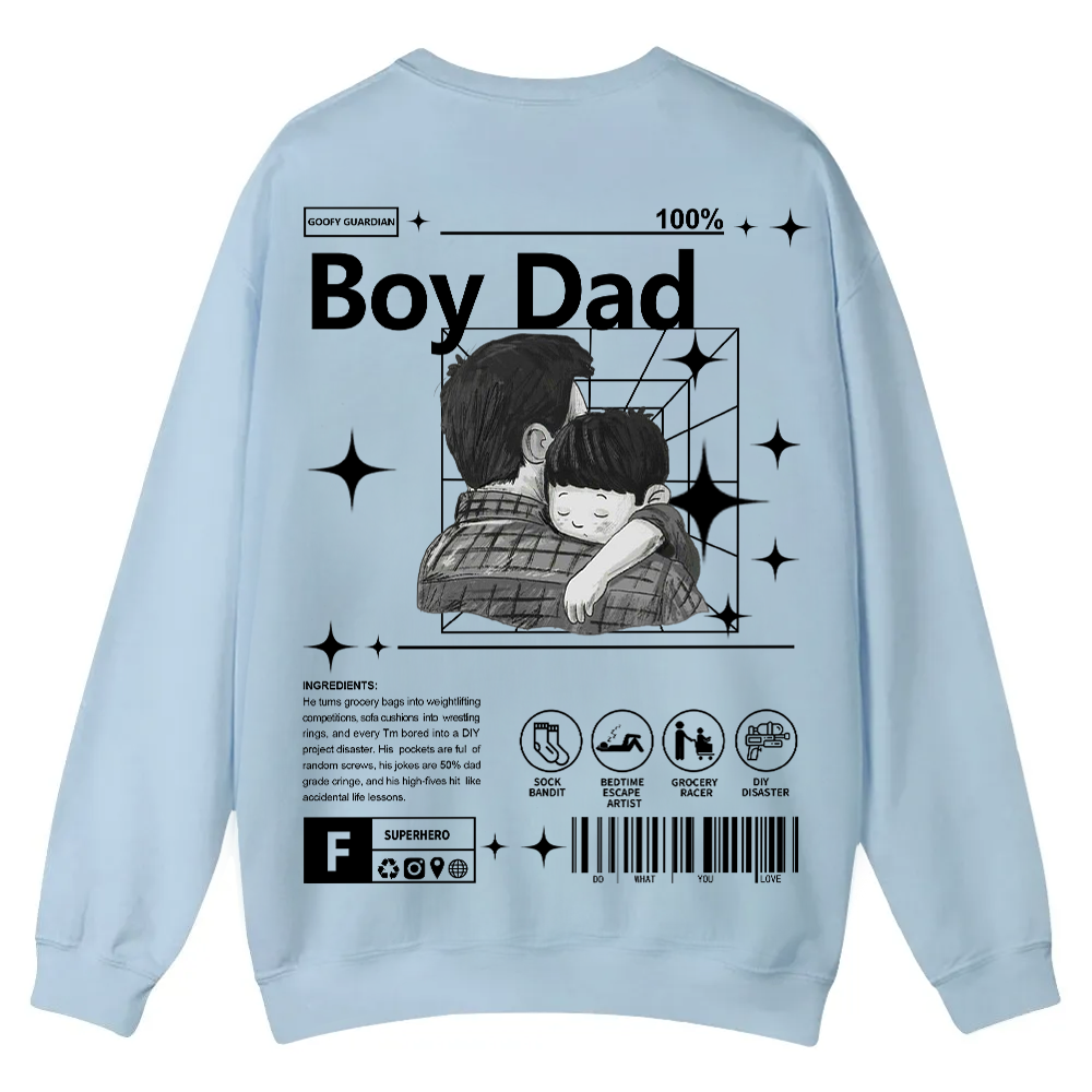 Boy Dad Casual Crewneck Sweatshirt wearishow