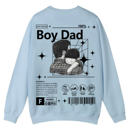 Boy Dad Casual Crewneck Sweatshirt wearishow