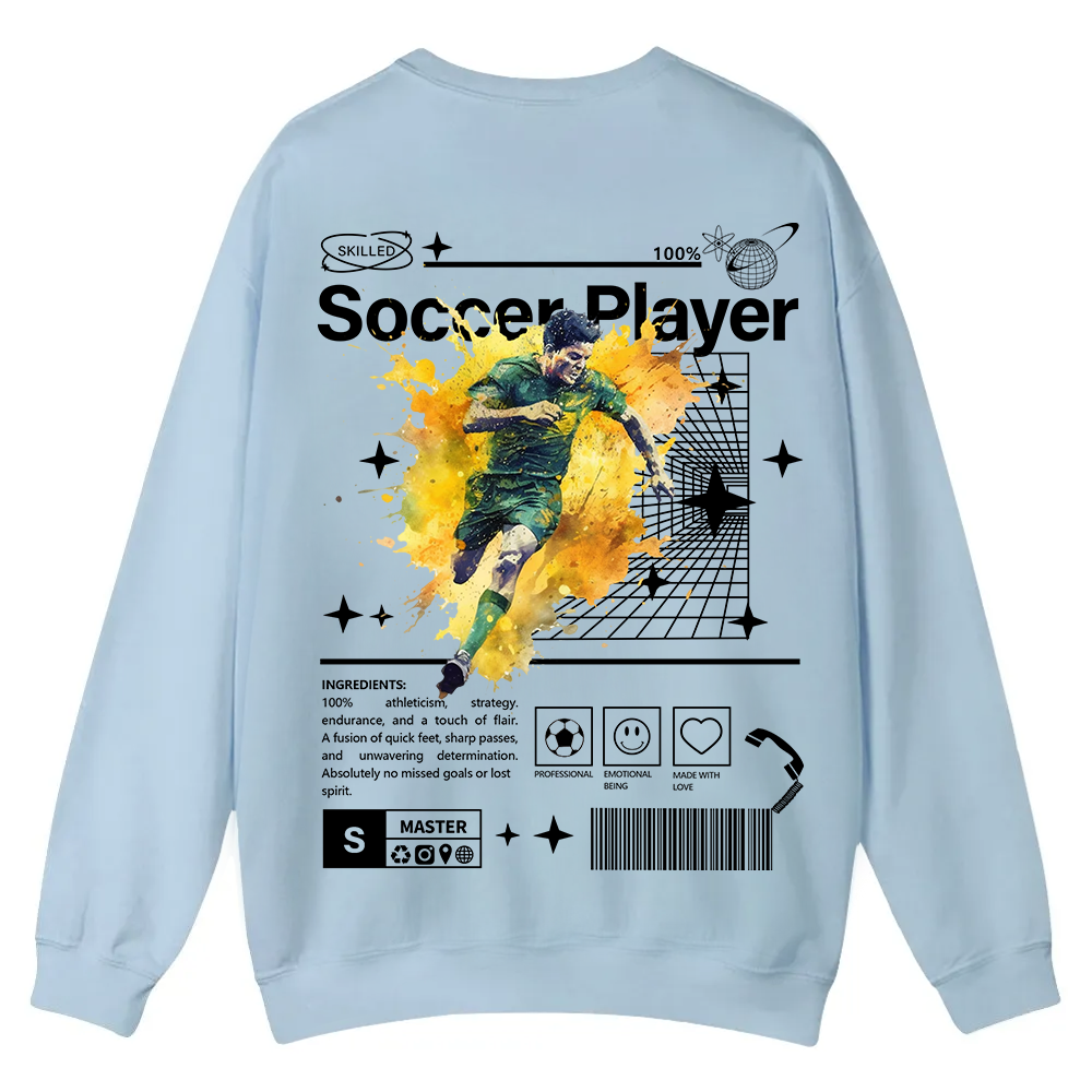 Soccer Player Casual Crewneck Sweatshirt wearishow