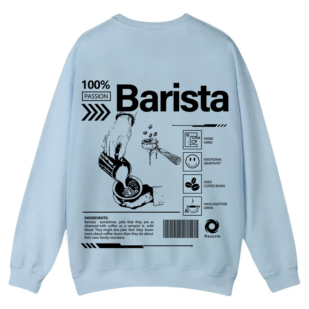 Barista Casual Crewneck Sweatshirt wearishow
