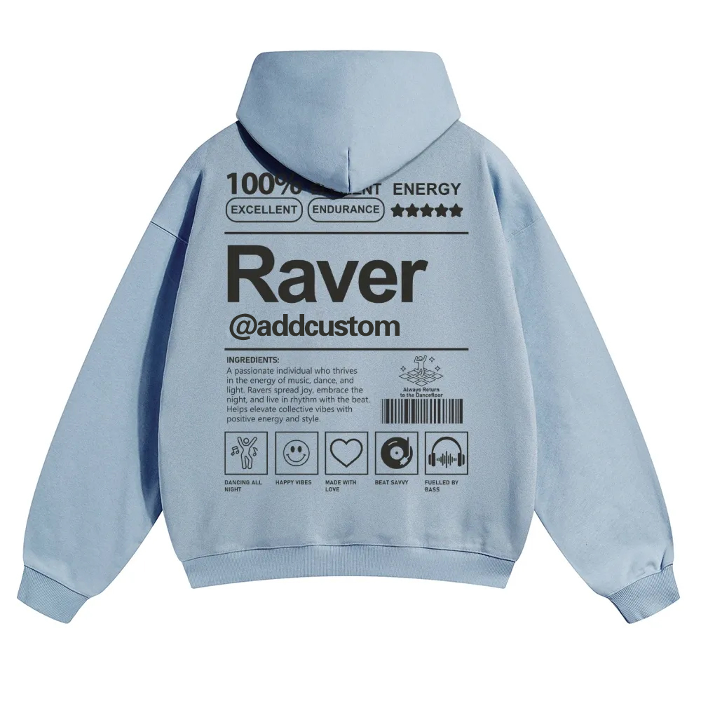 Addcustom Raver Solid Color Hoodie wearishow
