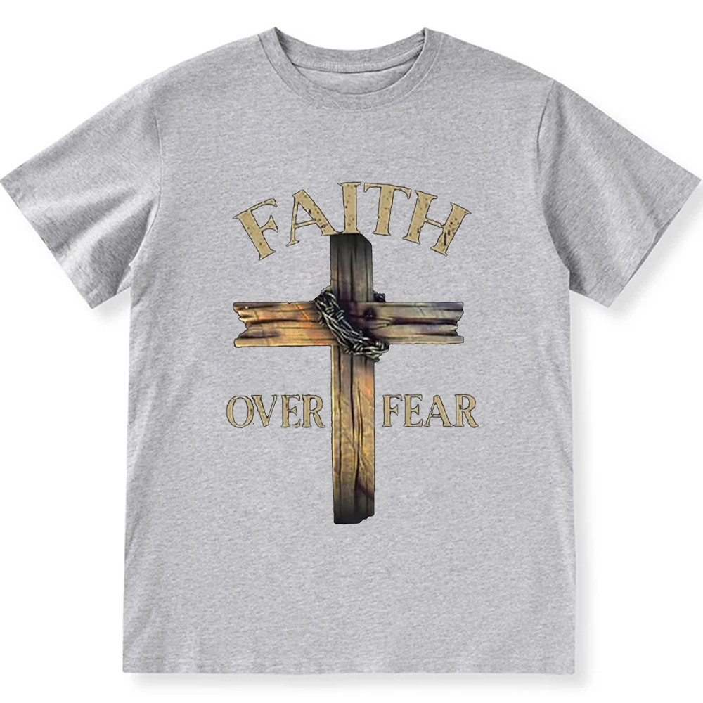 Faith Over Fear Cross Unisex Fit Cotton T-Shirt wearishow