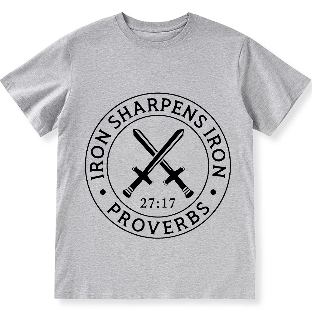 Iron Sharpens Iron PRVOERBS 27:17 Christian Unisex Fit Cotton T-Shirt wearishow