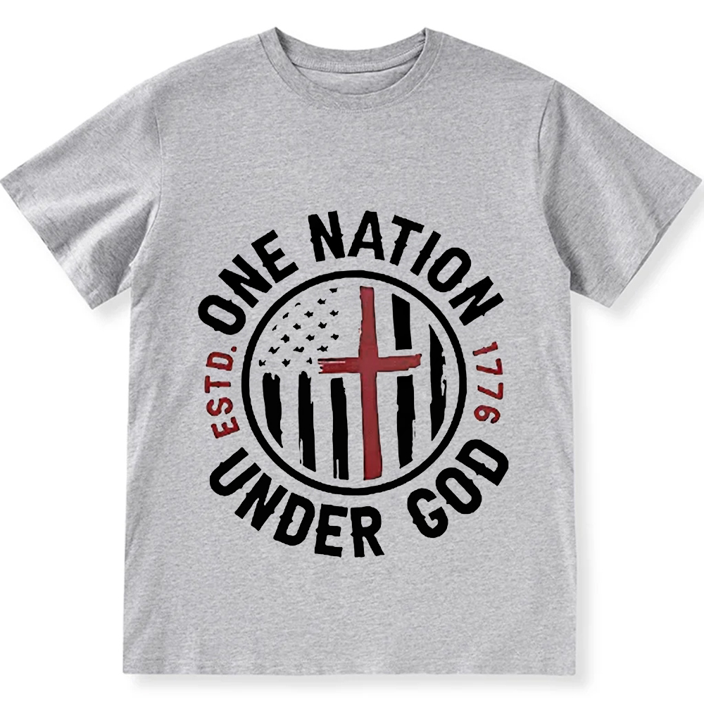 One Nation Under God ESTD 1776 Unisex Fit Cotton T-Shirt wearishow