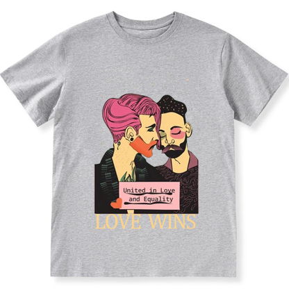 United in Love and Equality Love Wins Unisex Fit Cotton T-Shirt wearishow