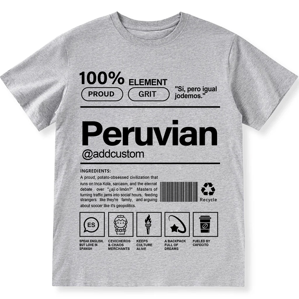 Peruvian Addcustom Unisex Fit Cotton T-Shirt wearishow